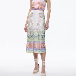 Alice + Olivia Cream Dress with Pink Floral Accents